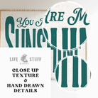 You Are My Sunshine art print in retro typography on natural matte paper, styled as nursery wall art or kids playroom decor